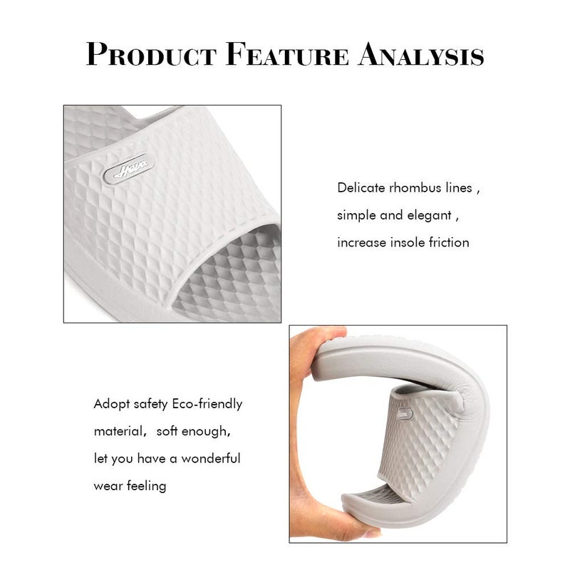 FUNKYMONKEY Womens Bathroom Shower Slippers Indoor Home Beach Non Slip Sandal (9 M US, Lt Grey) - Image 3